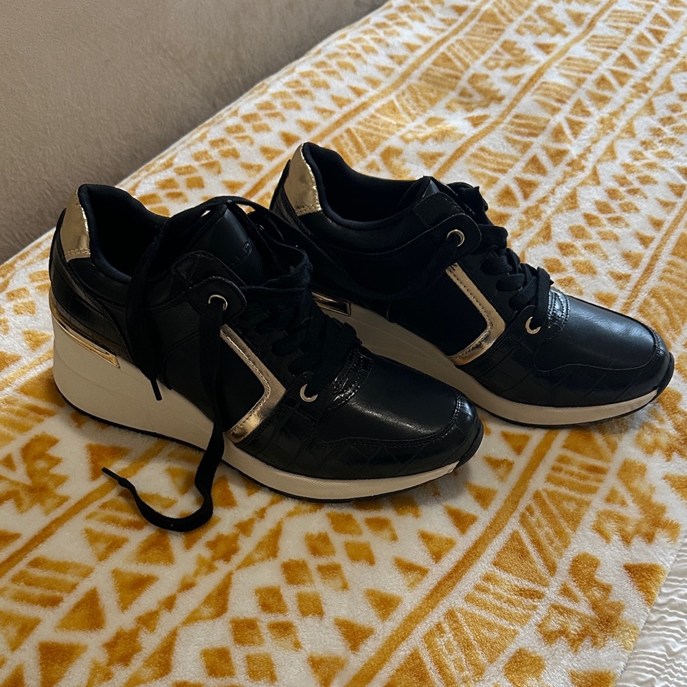 Aldo Khloe Black and Gold Women's Sneakers